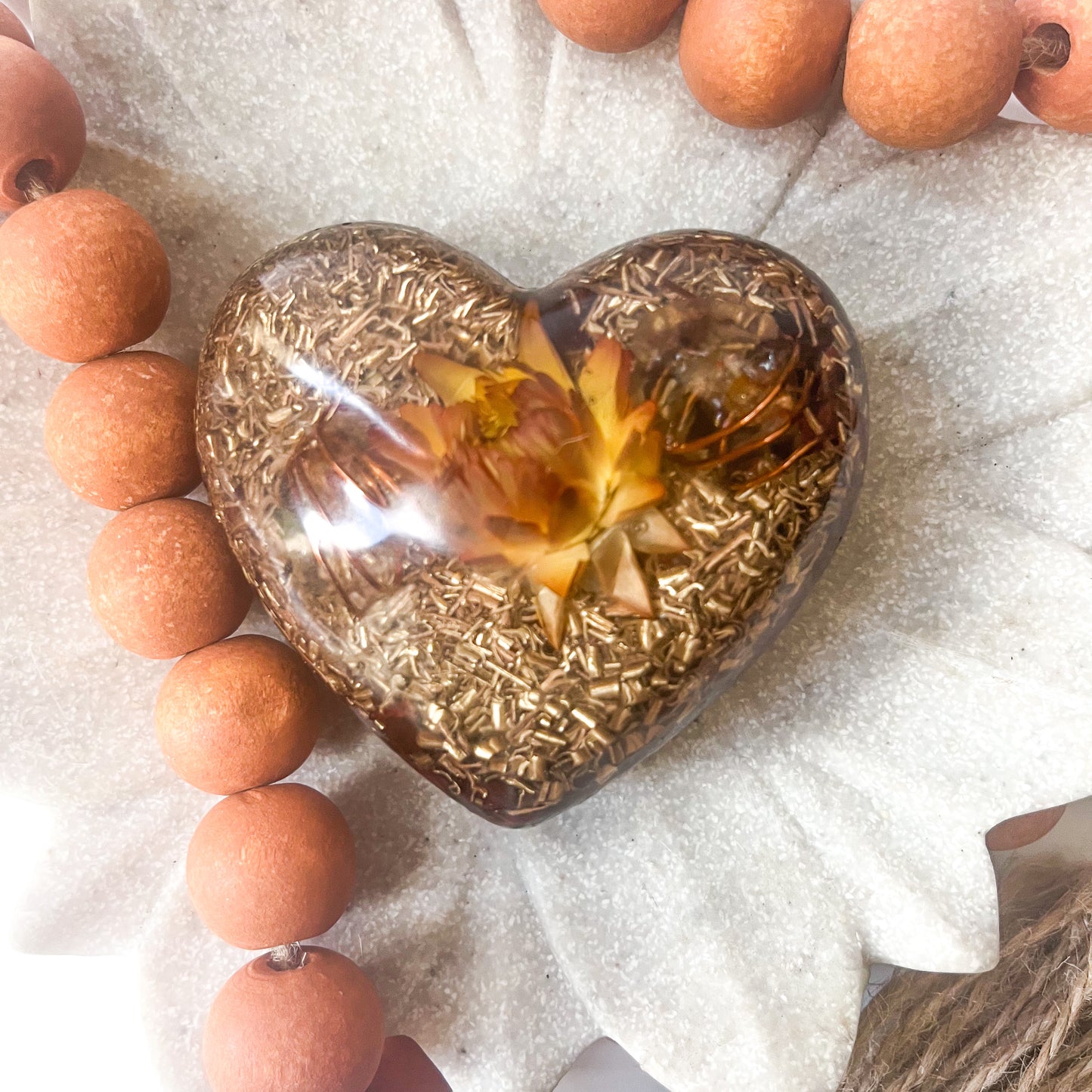 Puffy Orgonite Heart - Red Tigers Eye 7.5cm Width