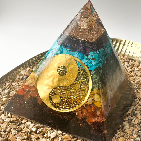 Large Orgonite Pyramid 15cm in Height - 7 Chakras