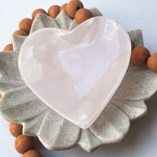 Polished Crystal Shape - Pink Calcite Heart Plate 10cm